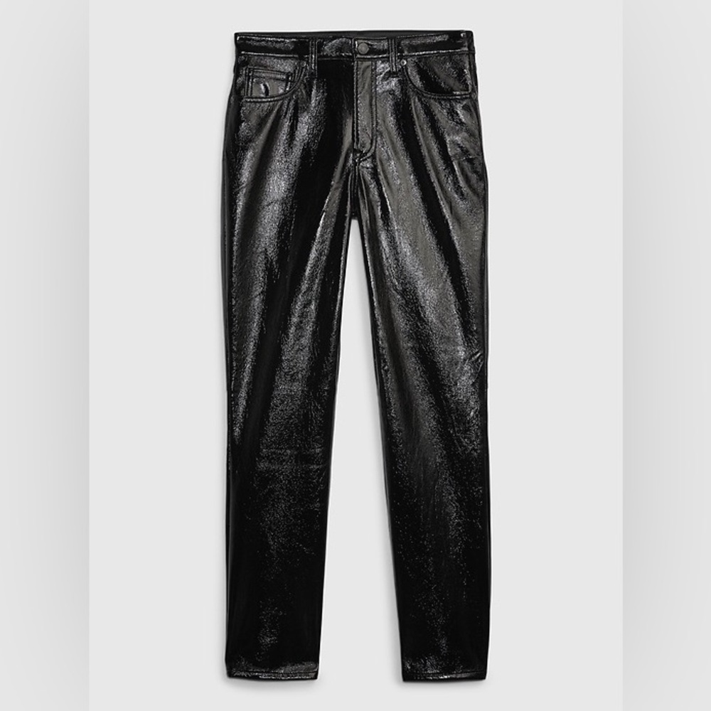 GAP Coated Black High Rise Vegan Patent Leather Vintage Slim Pants - Size 30